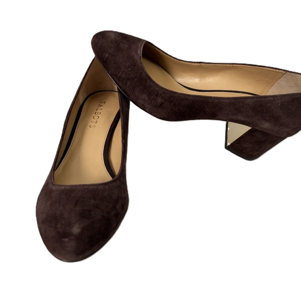 Talbots Dark Brown Suede Block Heel Pumps